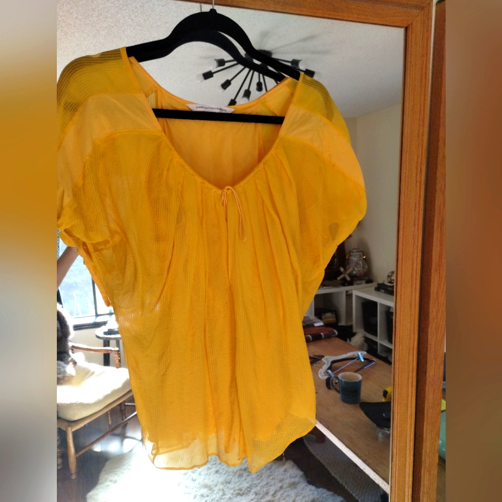Diane Von Furstenberg Yellow Flowy Top